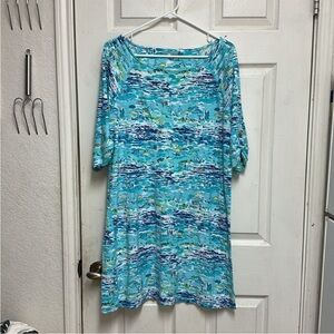 Lilly Pulitzer Blue and Green Midi Dress